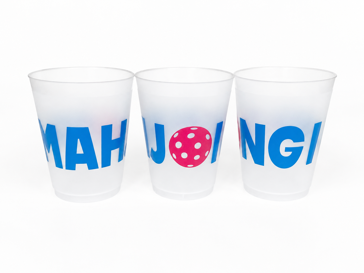 Mahjong Pickleball Flexible 16oz Cups Set of 8