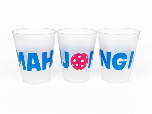 Mahjong Pickleball Flexible 16oz Cups Set of 8