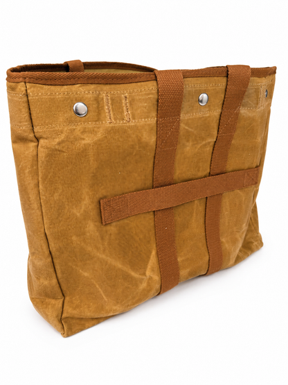 Embroidered Waxed Canvas Tote - Khaki
