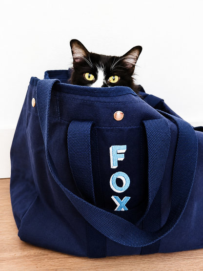 Embroidered Waxed Canvas Tote - Monogram