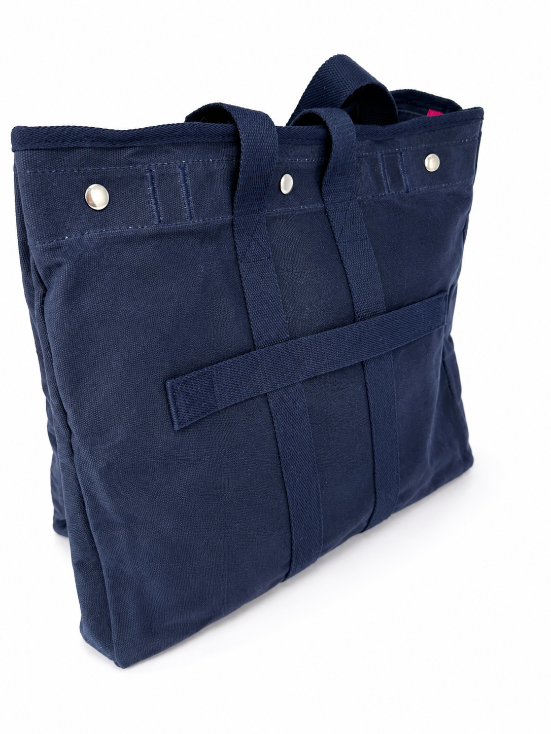 Embroidered Waxed Canvas Tote - Navy
