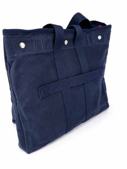 Embroidered Waxed Canvas Tote - Navy